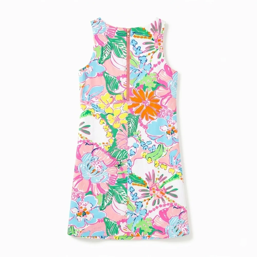 Lilly Pulitzer Nosey Girls Floral Shift Lace Trim Sleeveless dress in size XL 14 - Picture 2 of 8